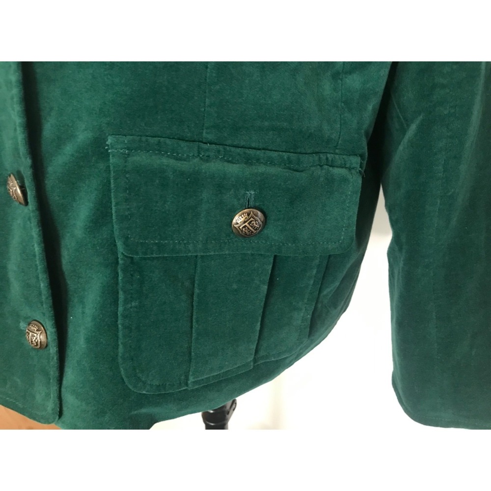 Talbots Emerald Green Velvet Four Button Blazer w/Lining Size 16 Luxury Jacket - Picture 4 of 10
